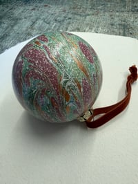 Image 4 of Large Luxury hand marbled Bauble (second quality) - no.3