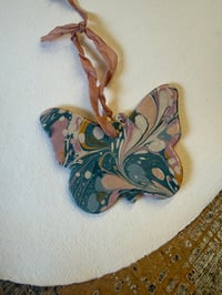 Image 1 of One-of a-kind Hand Marbled Ceramic Butterfly - 3 of 5 