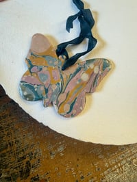 Image 1 of One-of a-kind Hand Marbled Ceramic Butterfly - 4 of 5 