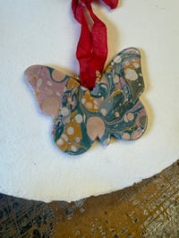 Image 1 of One-of a-kind Hand Marbled Ceramic Butterfly - 5 of 5 