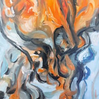 Image 2 of Instability in Orange and Blue - original oil painting