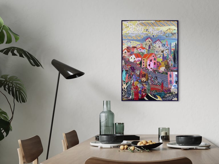 The World in a Pink Color - Modern fiber wall art, Landscape art, Textile panno design, 81x57cm Image 12