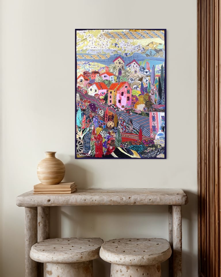 The World in a Pink Color - Modern fiber wall art, Landscape art, Textile panno design, 81x57cm Image 16