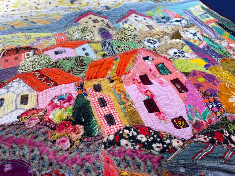 The World in a Pink Color - Modern fiber wall art, Landscape art, Textile panno design, 81x57cm Image 3