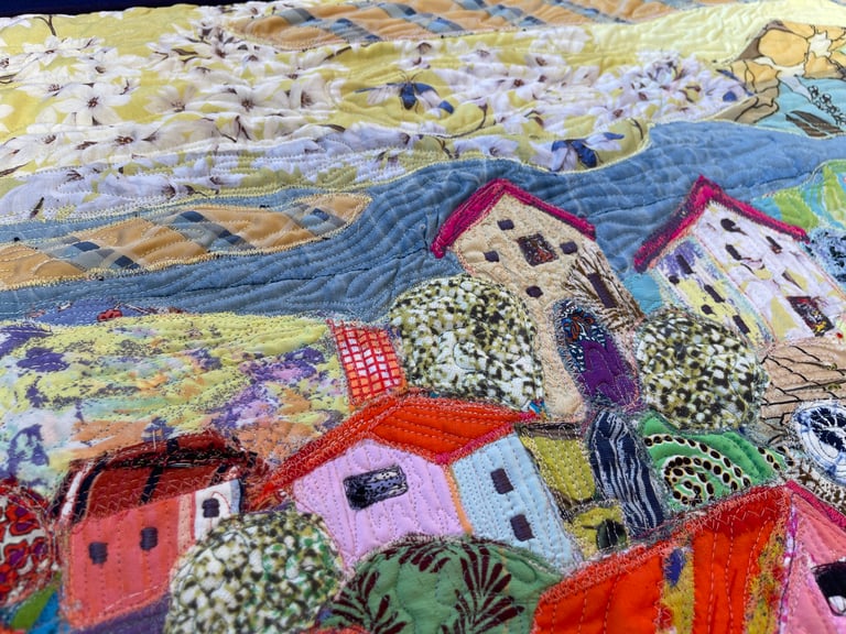 The World in a Pink Color - Modern fiber wall art, Landscape art, Textile panno design, 81x57cm Image 9