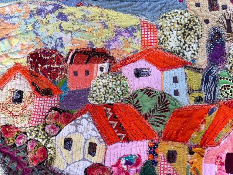 The World in a Pink Color - Modern fiber wall art, Landscape art, Textile panno design, 81x57cm Image 11