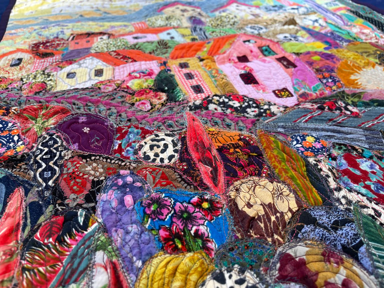 The World in a Pink Color - Modern fiber wall art, Landscape art, Textile panno design, 81x57cm Image 14