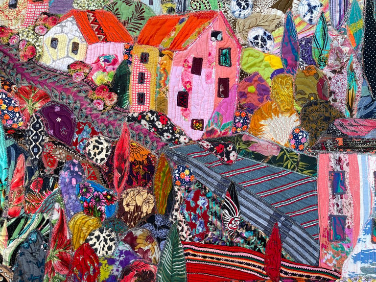 The World in a Pink Color - Modern fiber wall art, Landscape art, Textile panno design, 81x57cm Image 17