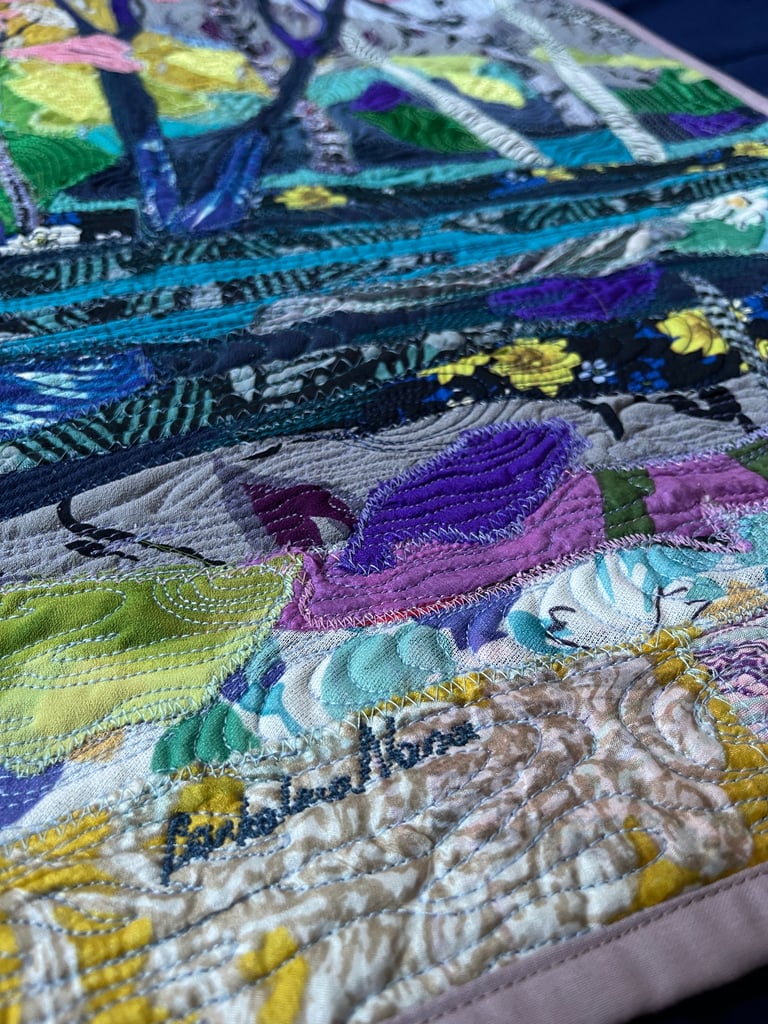 The Wet Garden - Original Textile Landscape Art Quilt, Woodland Wall Art, 52x34cm Image 3