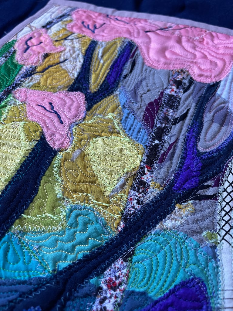 The Wet Garden - Original Textile Landscape Art Quilt, Woodland Wall Art, 52x34cm Image 5