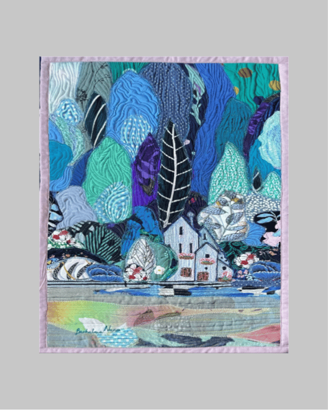 After the Clouds – Original Textile Landscape Art Quilt, Nature Inspired Home Decor, 50x42cm