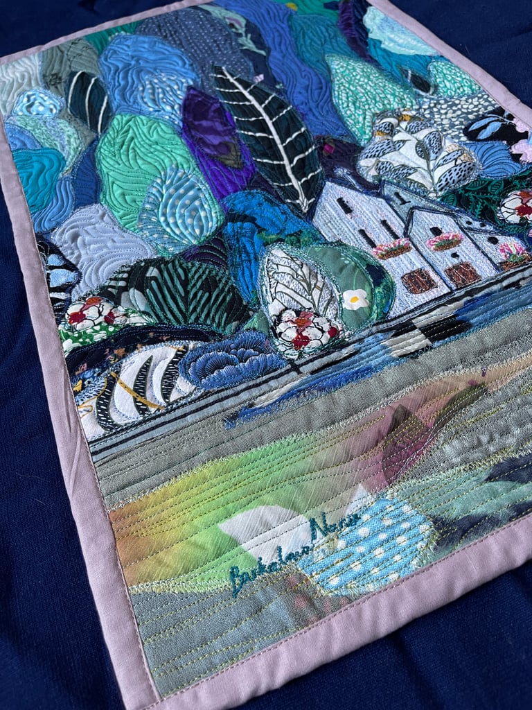 After the Clouds – Original Textile Landscape Art Quilt, Nature Inspired Home Decor, 50x42cm Image 4