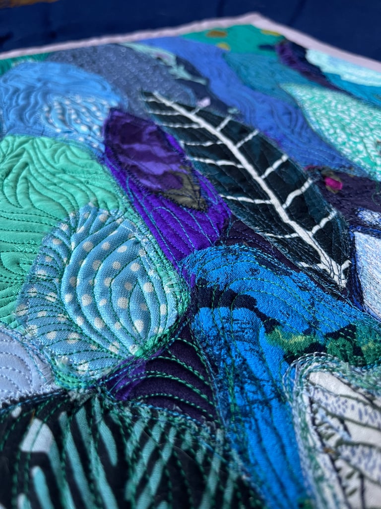 After the Clouds – Original Textile Landscape Art Quilt, Nature Inspired Home Decor, 50x42cm Image 5