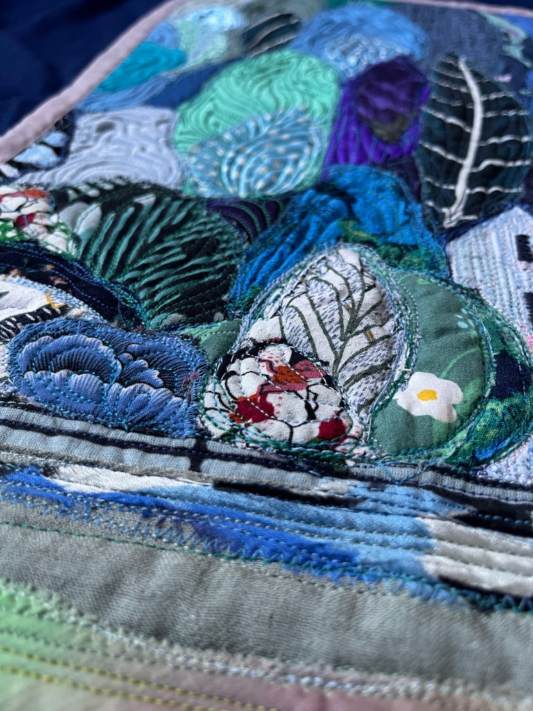 After the Clouds – Original Textile Landscape Art Quilt, Nature Inspired Home Decor, 50x42cm Image 7