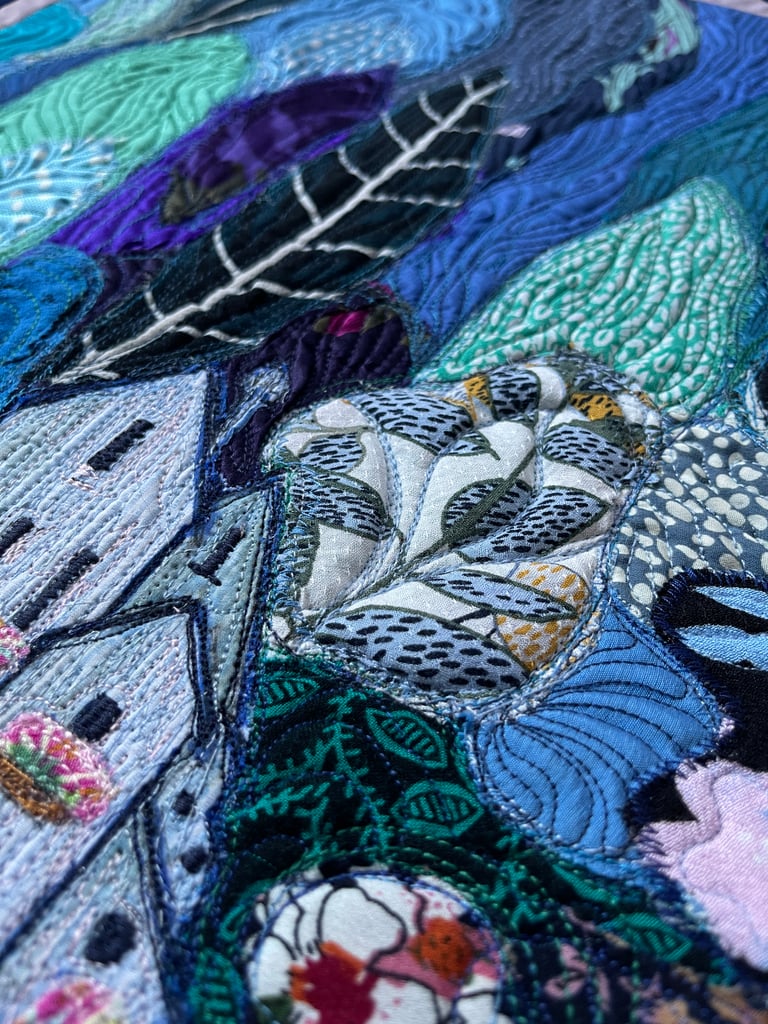 After the Clouds – Original Textile Landscape Art Quilt, Nature Inspired Home Decor, 50x42cm Image 3