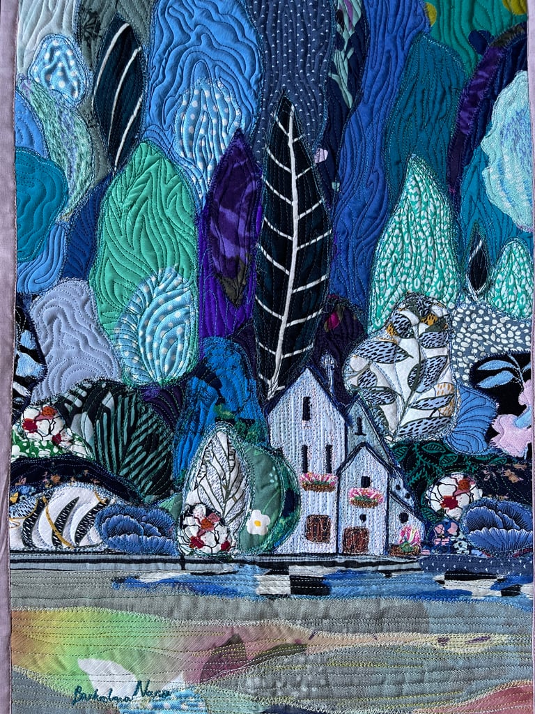 After the Clouds – Original Textile Landscape Art Quilt, Nature Inspired Home Decor, 50x42cm Image 11