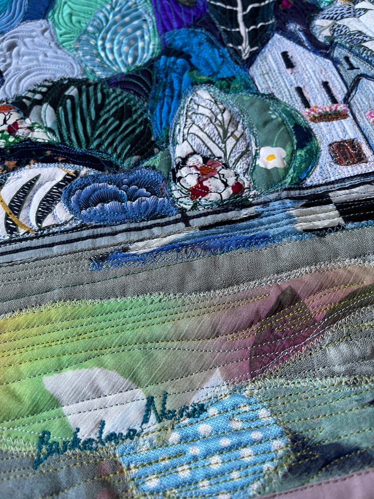 After the Clouds – Original Textile Landscape Art Quilt, Nature Inspired Home Decor, 50x42cm Image 8