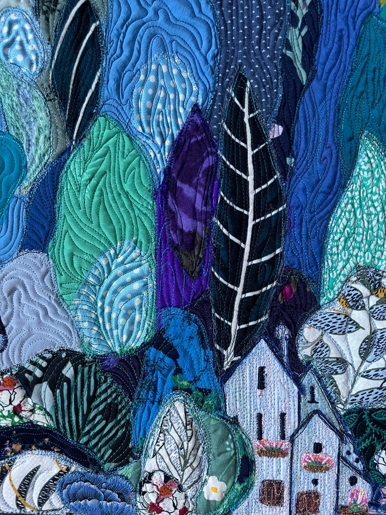 After the Clouds – Original Textile Landscape Art Quilt, Nature Inspired Home Decor, 50x42cm Image 9