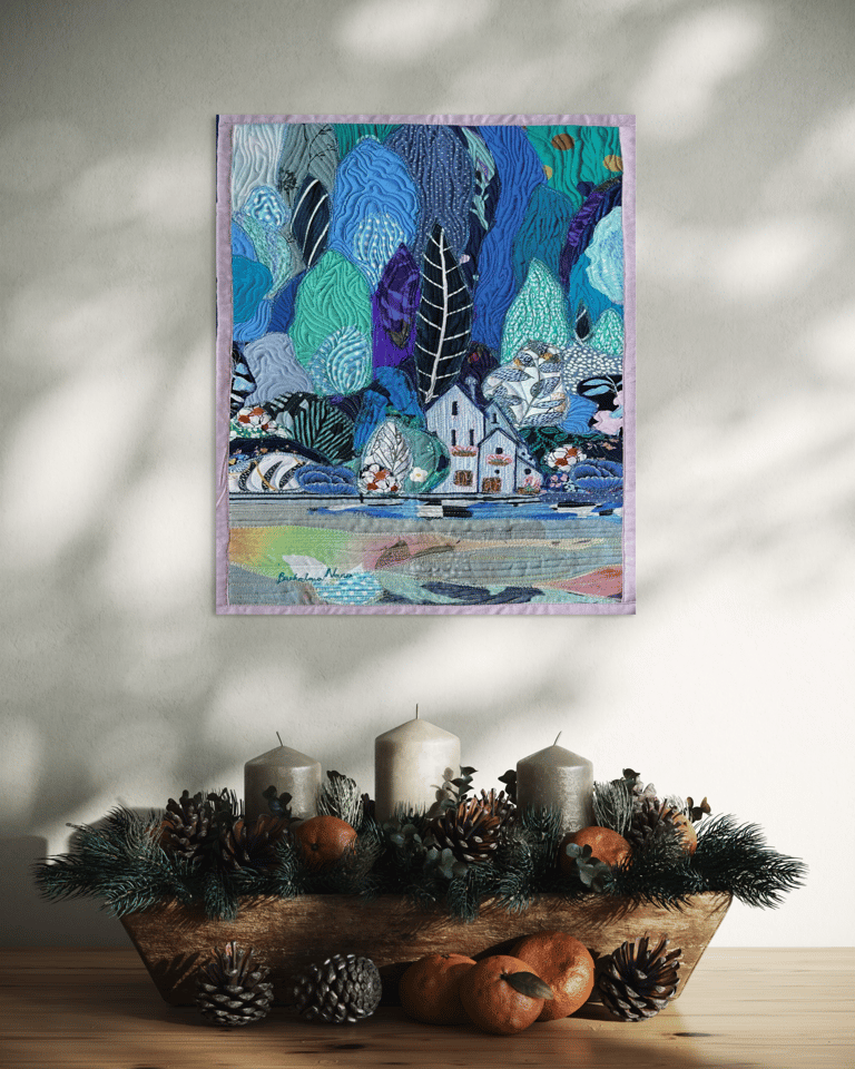 After the Clouds – Original Textile Landscape Art Quilt, Nature Inspired Home Decor, 50x42cm Image 10