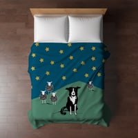 Image 1 of Border Collie and Stars Light Weight Sherpa Blanket
