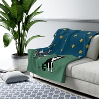 Image 2 of Border Collie and Stars Light Weight Sherpa Blanket