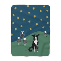 Image 3 of Border Collie and Stars Light Weight Sherpa Blanket