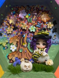 Image 3 of Witchy kind of Fall mixed media painted shadowbox