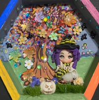 Image 5 of Witchy kind of Fall mixed media painted shadowbox