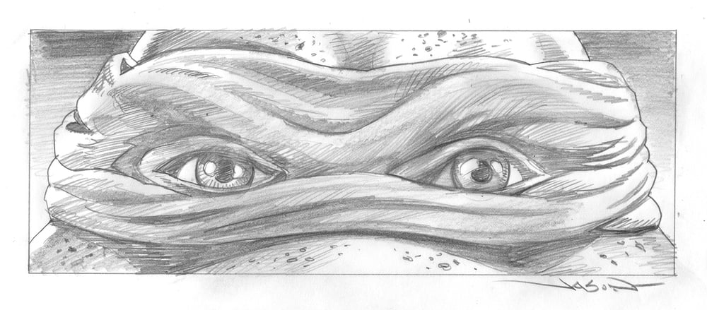 "Does Machines" - 9.75" x 3.75" original pencil drawing