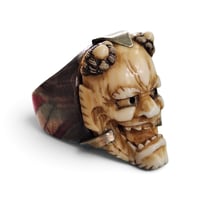 Image 2 of Vintage Carved Bone Hannya (Oni) Ring, c. 30s-50s