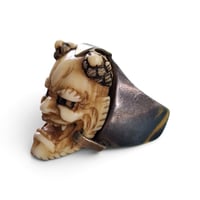 Image 3 of Vintage Carved Bone Hannya (Oni) Ring, c. 30s-50s