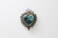 Image 2 of Sterling Silver Turquoise Heart Pendant Necklace