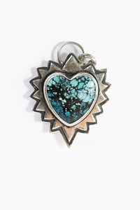 Image 3 of Sterling Silver Turquoise Heart Pendant Necklace