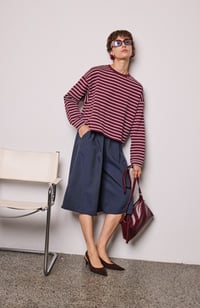 Image 1 of ICHI Tailored Culotte Shorts – Navy