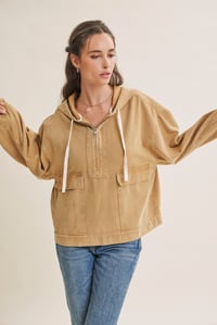 Image 4 of Ocean Breeze Mineral-washed Denim Half-zip Hoodie Pullover