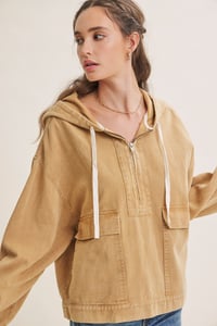 Image 5 of Ocean Breeze Mineral-washed Denim Half-zip Hoodie Pullover