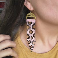 Image 2 of Beaded Pink Leopard Print Earrings