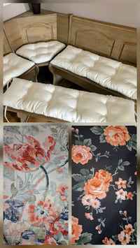Image 1 of 4 Piece Nook Cushions Set/ties on Single cushion only/Off white/fuchsia/floral