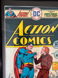 Image 4 of 1975 Vintage Action Comics Framed Comic | 50+ Year Old DC Wall Art | Classic Superman | UV Plexig...