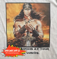 Image 2 of Crom Laughs at Your Winds, Graphic Tee, The Barbarian, Arnold Schwarzenegger