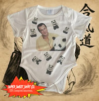 Image 1 of Steven Seagal Panda Baby Bodysuit - Funny Martial Arts Panda Outfit - Unique Baby Shower Gift