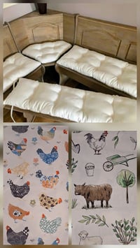 Image 1 of 4 Piece Nook Cushions Set/ties on Single cushion only/Colorful Roosters