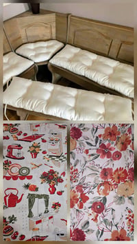 Image 1 of 4 Piece Nook Cushions Set/ties on Single cushion only/Retro Red Kitchen