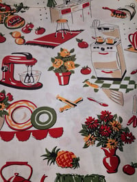 Image 3 of 4 Piece Nook Cushions Set/ties on Single cushion only/Retro Red Kitchen