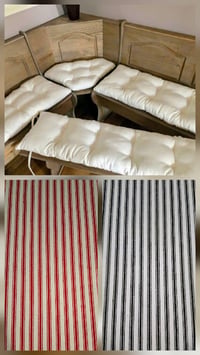 Image 1 of 4 Piece Nook Cushions Set/ties on Single cushion only/Red/Cream ticking