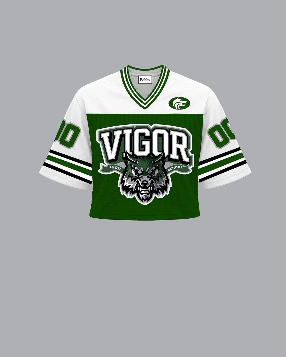Image of Vigor White & Green Cropped Jersey