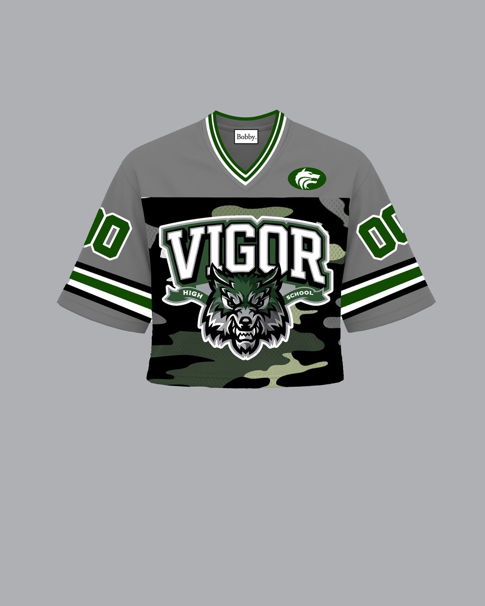 Image of Vigor Grey & Camo Cropped Jersey