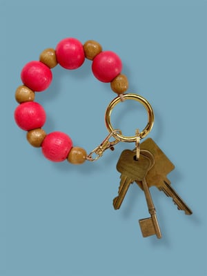 Image of ALL-IN-ONE KEYCHAIN CHARM: pink/tan
