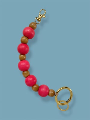 Image of ALL-IN-ONE KEYCHAIN CHARM: pink/tan