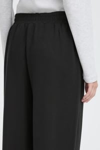Image 3 of ICHI Wide-Leg Trousers – Black